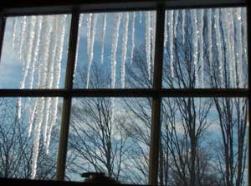 Icicles outside Marcia's office window (New Hampshire)